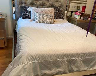 Queen bed with padded headboard 