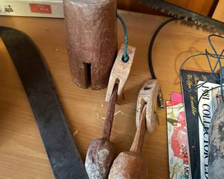 antique hand carved wood double clapper livestock bell