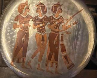 Vintage Egyptian Etched Copper/Metal Plus Wall Plate