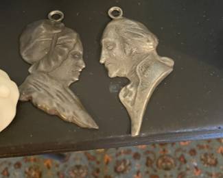 George and Martha Washington silhouettes pewter
