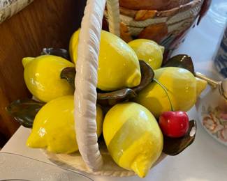 ceramic lemons in basket