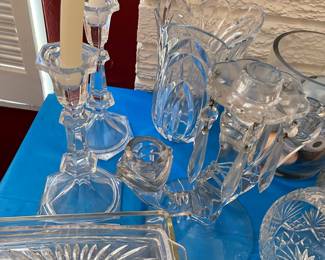 glass candle sticks and vases