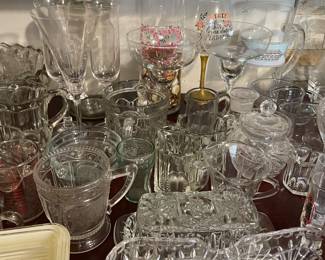 glass napkin holder, glass butter dish