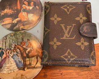 used Louis Vuitton small wallet, antique tin buttons