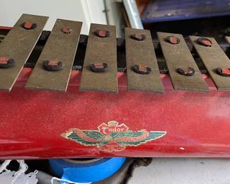 Antique Tudor metal xylophone 