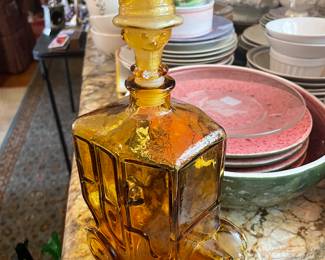 vintage depose besse italian amber glass decanter 