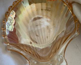 Carnival glass Marigold Seashell jewelry / trinket dish