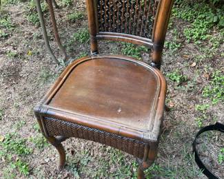 Vintage wood and wicker chair