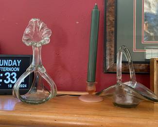  vintage calla lily flower hand blown glass 