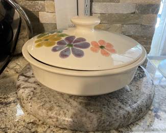 franciscan floral covered casserole dish 1970s  
