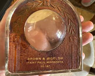 Vintage Advertising Magnify Glass with Metal Surround