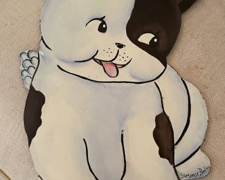 Florence Baker signed Fido wood plaque 