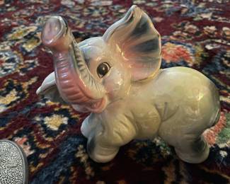 Vintage Iridescent Luster Ceramic Pink elephant Figurine