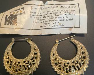 Gold plated Inca earrings (replicas)