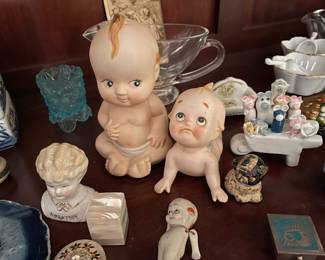 Lefton Kewpie baby figurine, bisque kewpie doll powder shaker