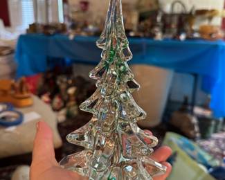 Art Glass Green Ribbon Christmas Tree 