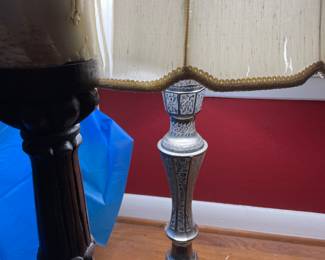 silver tone etched lamp