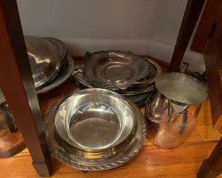 silver plate trays and plates