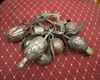 Large Antique Brazilian Penca de Balangandan Pendant Handmade African Slave Jewelry Brass Copper 8 Good Luck Charms 