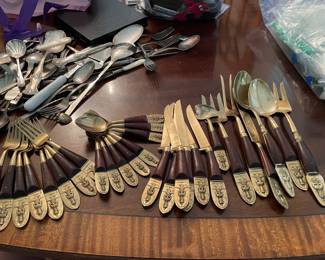 Brass and wood flatware from Siam Thialand