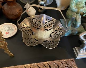 Incense burner and silver plated basket