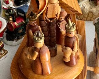 German wood carved music box