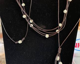 Pearl and leather necklaces 