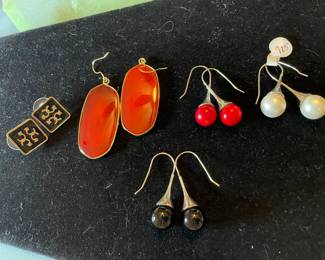 Silver earrings, faux Tory Burch earrings 