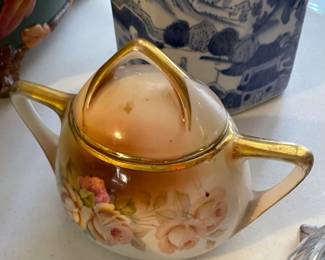 vintage hand painted sugar bowl