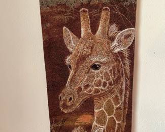 fabric wall hanging of giraffe