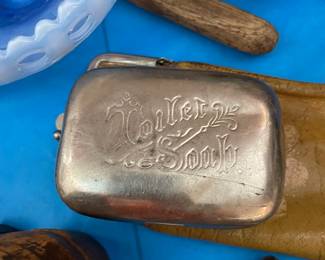 vintage aluminum metal hinged soap box