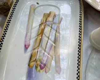 Hand painted asparagus serving tray 