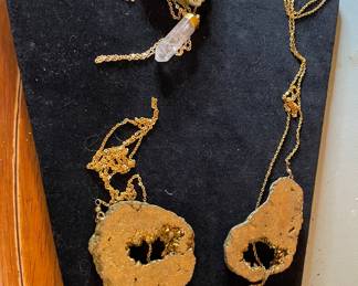 Agate and crystal necklaces