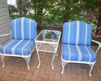 Vintage Wrought Iron Loveseat and end table