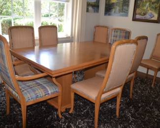 Vintage 1980's Custom solid wood Dining Table and Chairs