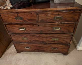 English 19th Century Campaign Secretaire Chest