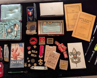 Boy Scouts, sterling box, knives, sterling