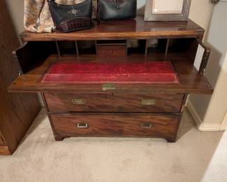 English 19th Century Campaign Secretaire Chest
