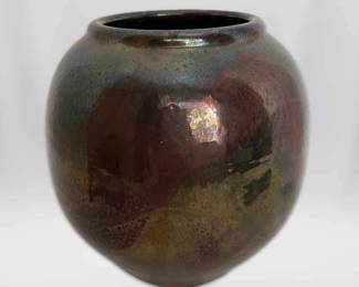 Raku Bridges Street Pottery Vase Signed