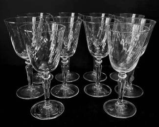 Set of 10 Crystal Swirled Goblet Glasses