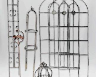 Five Metal Trellises, Hanging Basket, Spinner