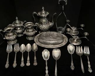 Antique SilverPlated Teapot, Candelabras, and More