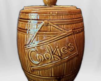 McCoy USA Pottery Brown Barrel Cookie Jar 