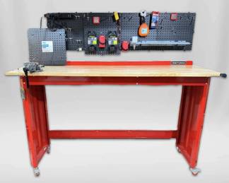 Craftsman Rolling Workbench W Vise Steel Pegboards