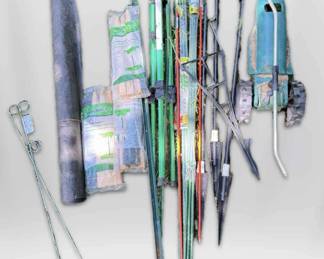 Garden Stakes, Orbit Tractor Sprinkler, Weed Barrier, More