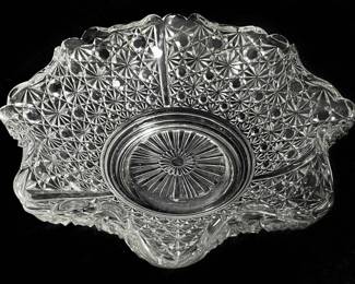 Fenton Paneled Daisy Button Clear Glass Bowl