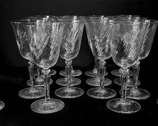 Set of 16 Crystal Swirled Wine Glasses