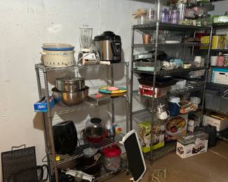 Kitchen appliances and shelves