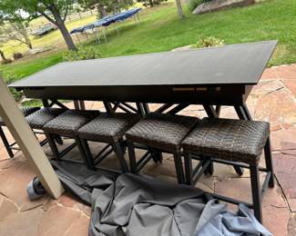 Shuffleboard table and barstools