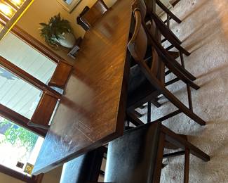 Dining set, eight chairs and two leaves 
Large gold mirror 